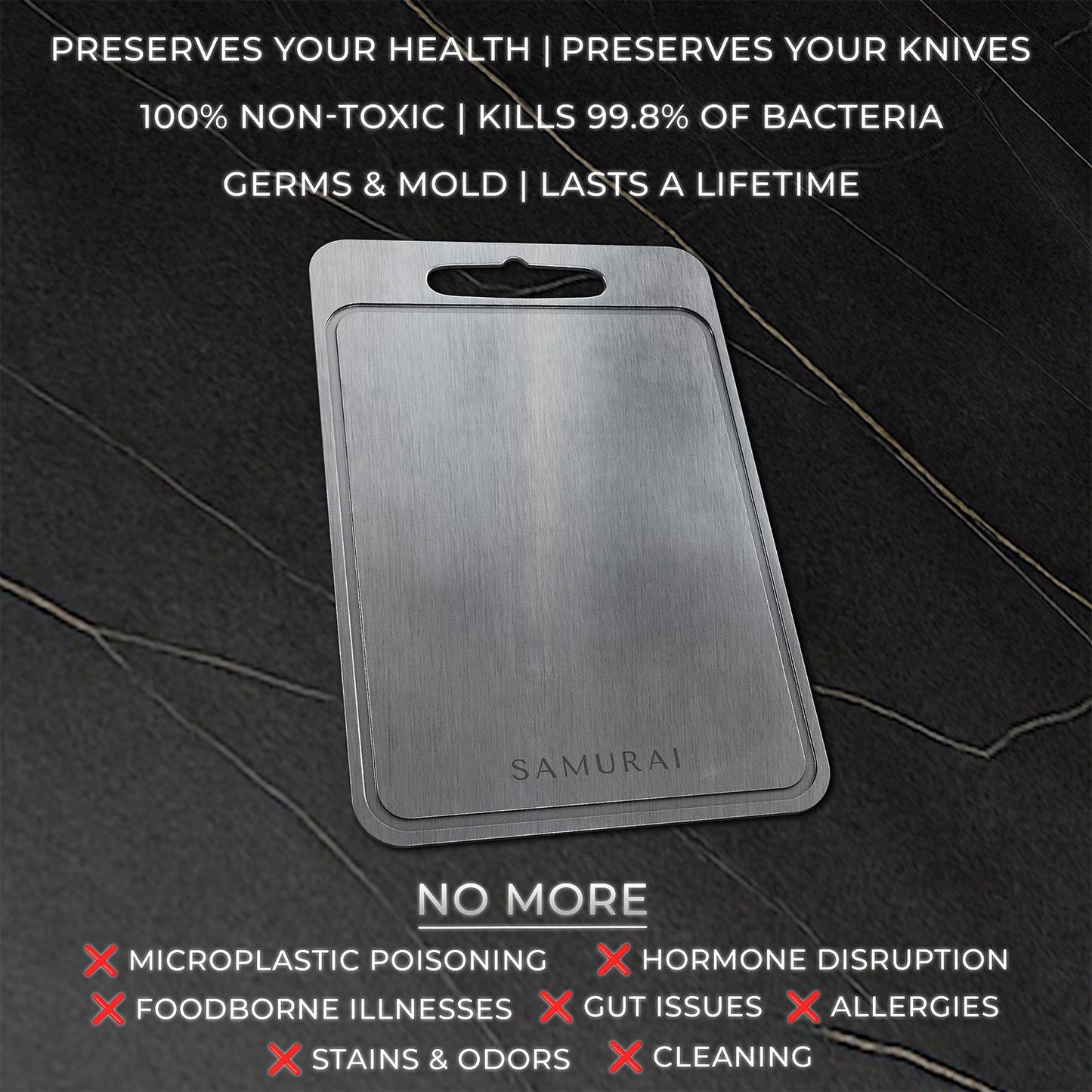 Pure Certified Medical Grade Surgical Steel Cutting Board