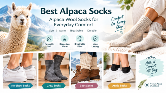 Best alpaca socks for everyday comfort, featuring alpaca wool no-show socks, crew socks, boot socks, and ankle socks by FestiveHeaven.