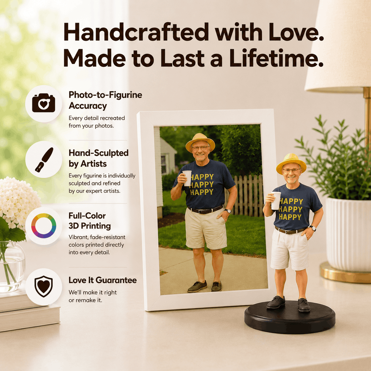 MemoPortrait Personalized Desktop Photo Frame and Note Holder