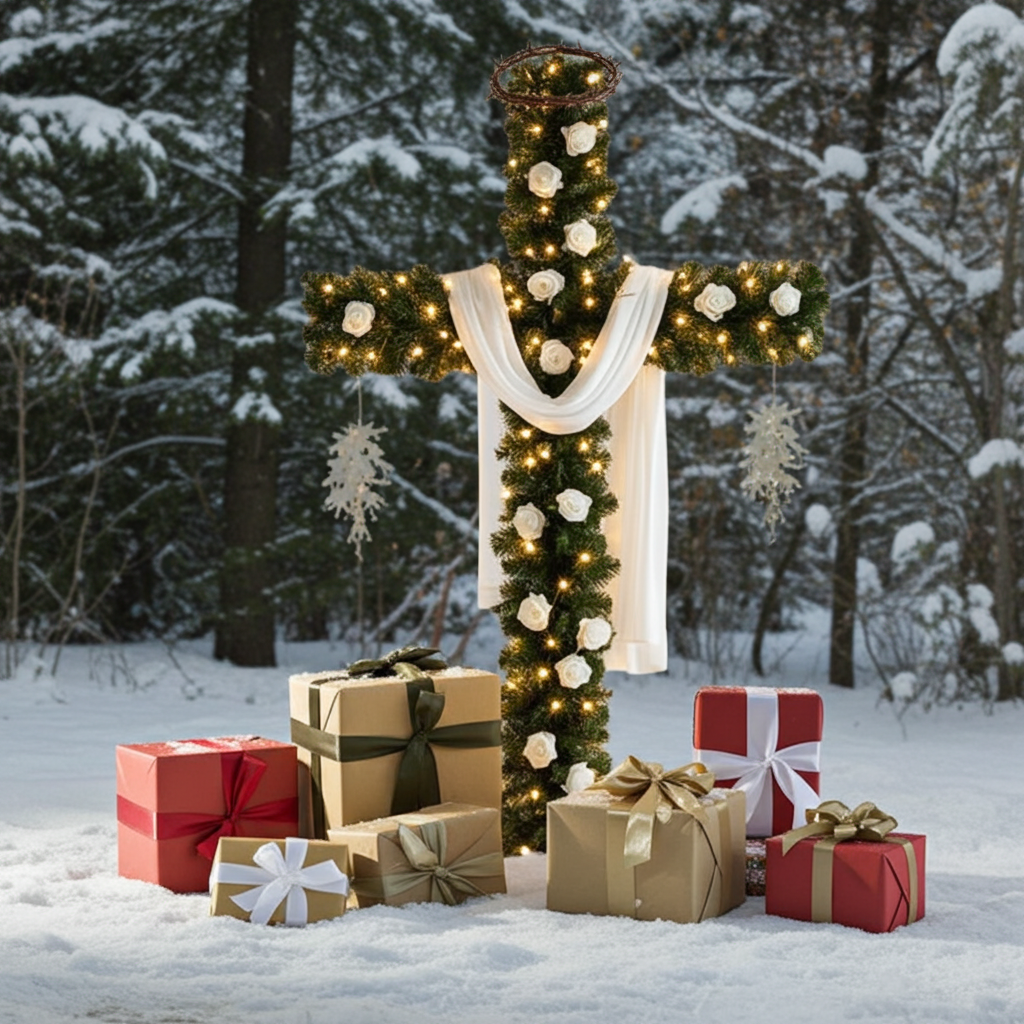 FaithGlow Christmas Cross Tree FestiveHeaven